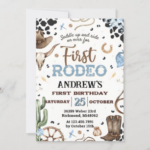 Invitation Personnalisé Rustique Cowboy 1er anniversaire Rodé