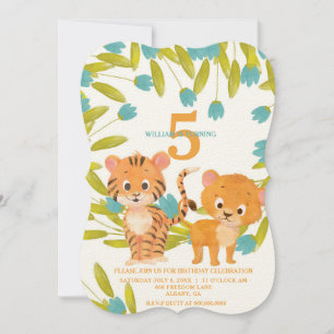 Invitation Personnalisé Safari animal enfant anniversaire