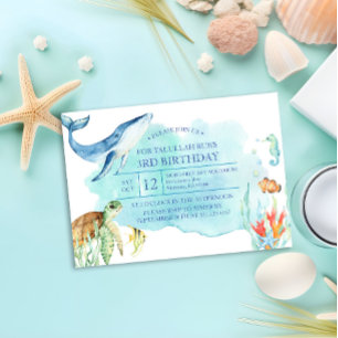 Invitation Personnalisé sous la mer Anniversaire - Tortue de 