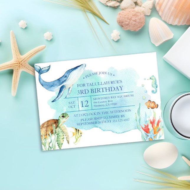 Invitation Personnalisé sous la mer Anniversaire - Tortue de  (Créateur téléchargé)