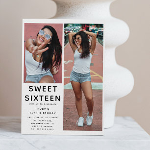 Invitation Personnalisé 'SWEET 16' 2 Photo 16e fête d'anniver