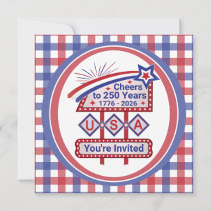 Invitation Personnalisé USA 250–Marquise Rétro Patriotique