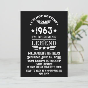 Invitation Personnalisé vintage 60e anniversaire blanc