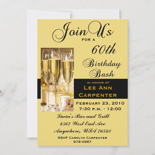 Invitation personnalisée à la fête du 60e annivers (Devant)