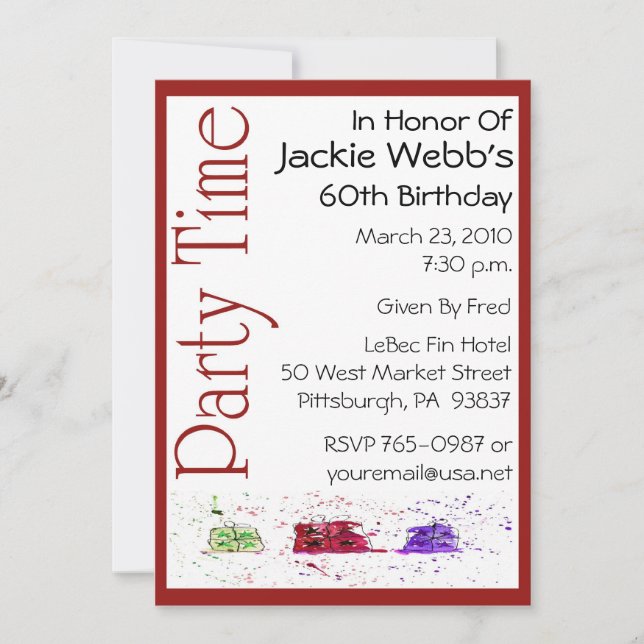 Invitation personnalisée à la fête du 60e annivers (Devant)