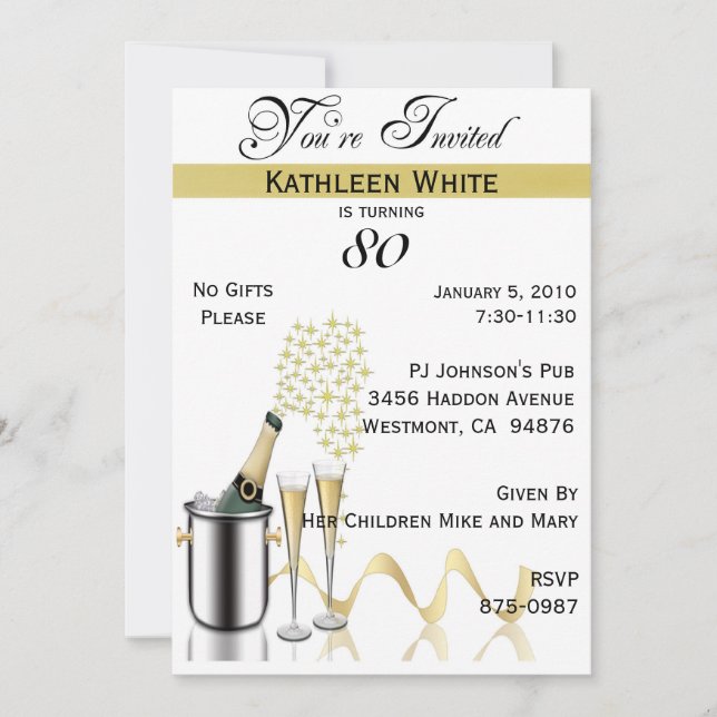Invitation personnalisée à la fête du 80e annivers (Devant)