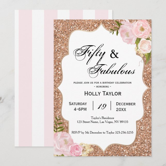 Invitation personnalisée à l'occasion du 50e anniv (Devant / Derrière)