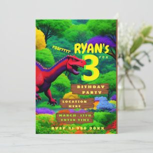 Invitation personnalisée à trois rex anniversaire