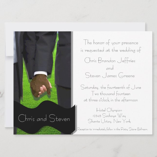 Invitation Personnalisée À Un Mariage Gay De Deux  (Devant)