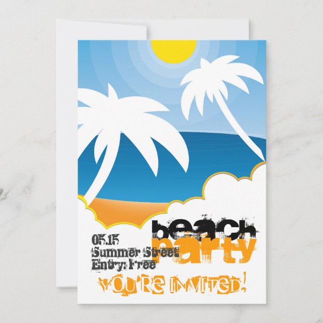 Invitation personnalisée à une fête de plage (Devant)