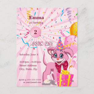 Invitation personnalisée Anniversaire Puppy Cartoo