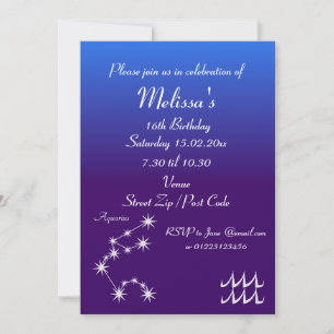 Invitation personnalisée Aquarius Zodiac Party