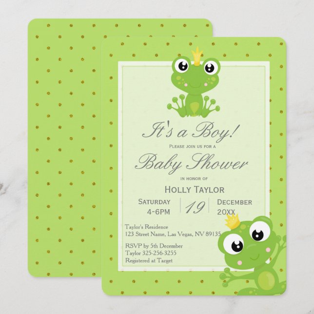 Invitation personnalisée au Baby shower de grenoui (Devant / Derrière)