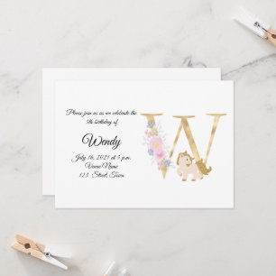 Invitation personnalisée avec monogramme de poney