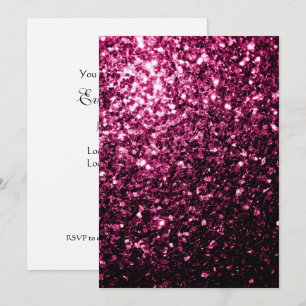 Invitation personnalisée avec paillettes rose fonc