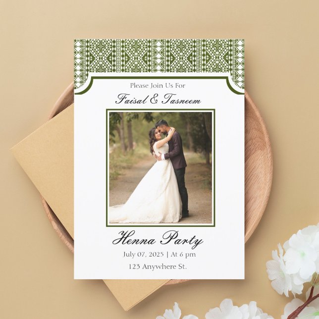 Invitation personnalisée avec photo de Henna arabe (Créateur téléchargé)