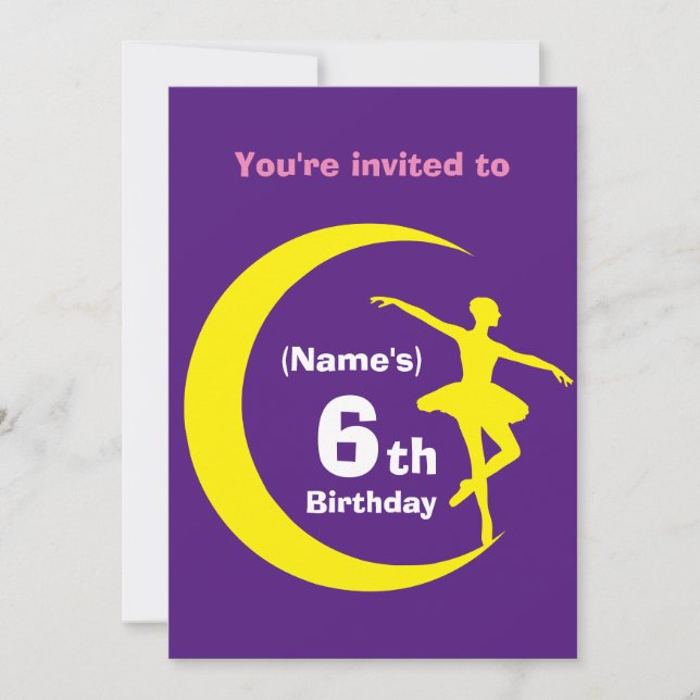 Invitation Personnalisée Ballerina 6e Anniversaire (Devant)