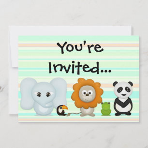 Invitation personnalisée, Beaux Animaux pour bébés