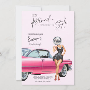 Invitation personnalisée Cadillac rose pour la ret