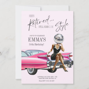 Invitation personnalisée Cadillac rose retirée