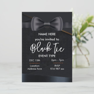 Invitation personnalisée cravate noire sur mesure