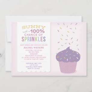 Invitation personnalisée Cupcake rose Baby Sprinkl