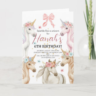 Invitation personnalisée d'anniversaire de Licorne
