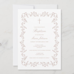 Invitation personnalisée de baptême de fille flora