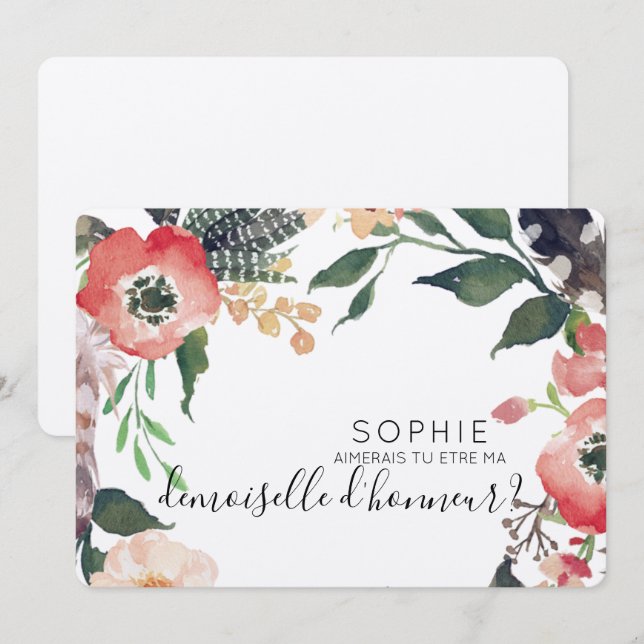 invitation personnalisée de demoiselle d'honneur (Devant / Derrière)