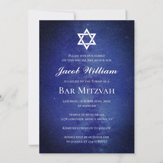 Invitation personnalisée de Jewish Bar Mitzvah (Devant)