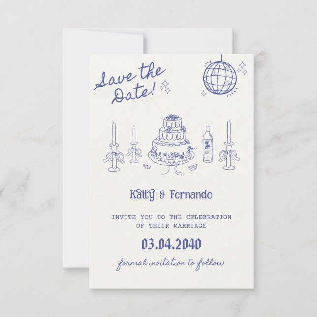 Invitation personnalisée de mariage 'Save the date (Devant)