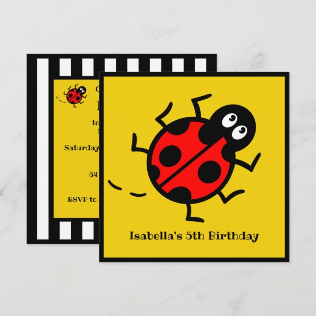 Invitation personnalisée de Motif Ladybird (Devant / Derrière)