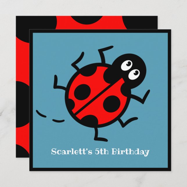 Invitation personnalisée de Motif Ladybird (Devant / Derrière)