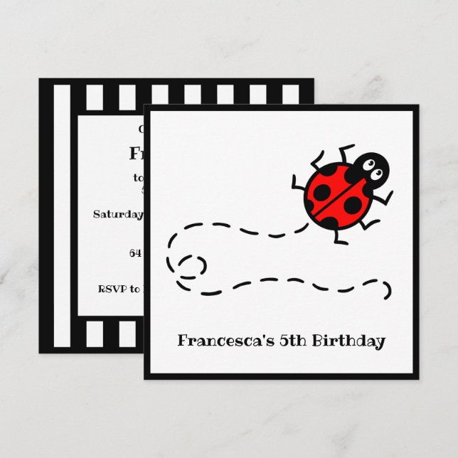 Invitation personnalisée de Motif Ladybird (Devant / Derrière)