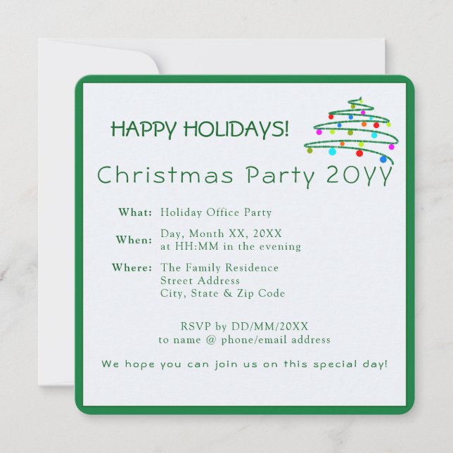 Invitation personnalisée de Noël Tree Party (Devant)