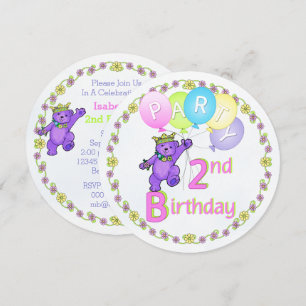Invitation personnalisée de Princess Bear 2e anniv