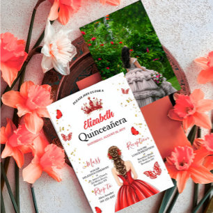 Invitation personnalisée de Quinceañera royale rou