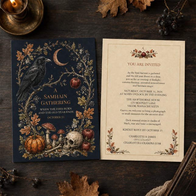 Invitation personnalisée de Samhain victorienne av (Personalized Victorian Samhain Raven Invitation)