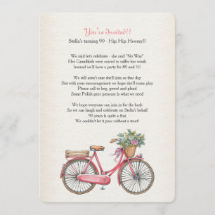 Invitation personnalisée de vélo rose
