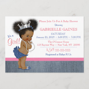 Invitation personnalisée Denim Girl Baby shower