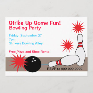 Invitation personnalisée du Bowling Alley Party