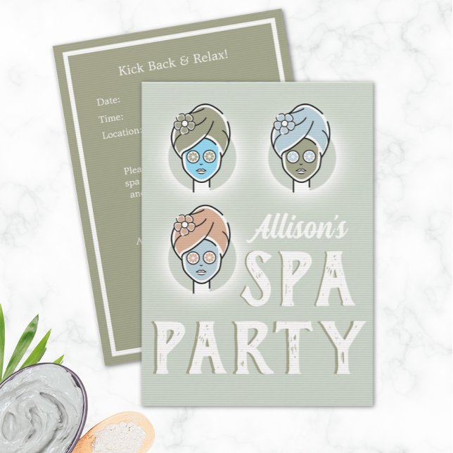 Invitation personnalisée du jour du spa - fête d'a (Spa Day Girls Birthday Party Invitation Template)