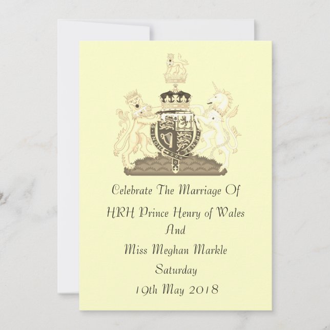 Invitation personnalisée du Mariage royal Harry et (Devant)
