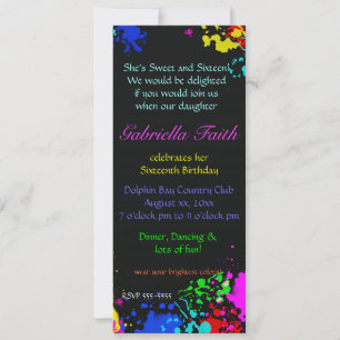 Invitation personnalisée du Sweet sixteen de peint