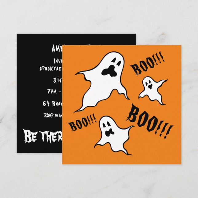 Invitation personnalisée Éffrayant Halloween Ghost (Devant / Derrière)