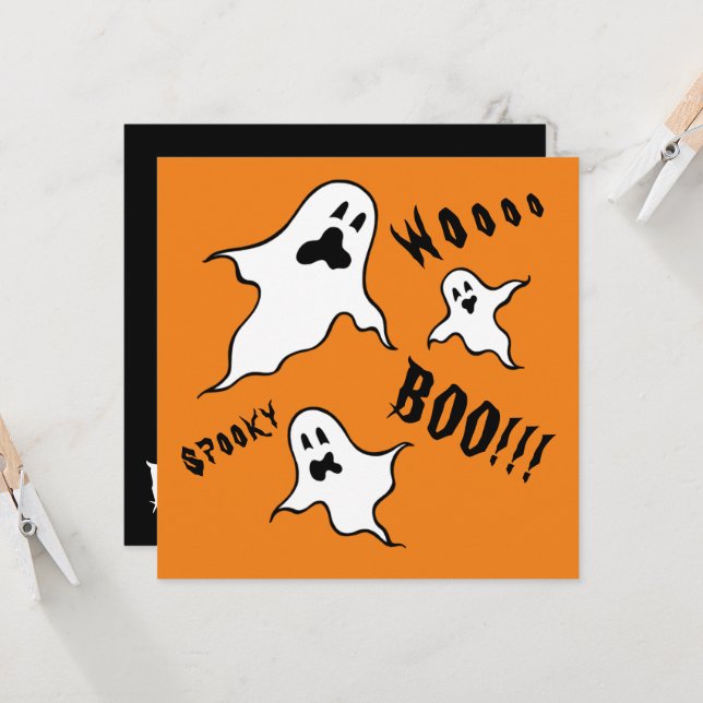 Invitation personnalisée Éffrayant Halloween Ghost (Devant/Arrière en situation)