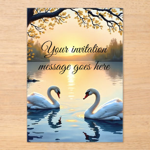 Invitation personnalisée en couple de cygne