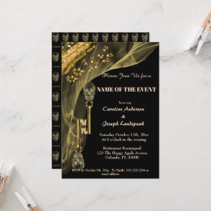 Invitation personnalisée Halloween Black & Gold Cr