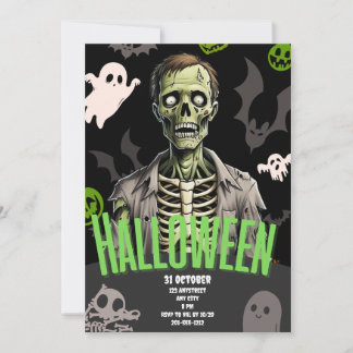 Invitation personnalisée Halloween Zombie
