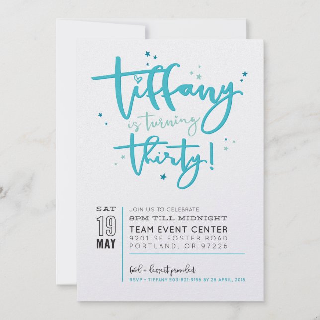 INVITATION PERSONNALISÉE IMPRIMER pour Tiffany (Devant)
